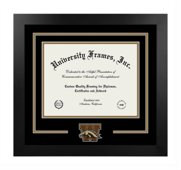 Western Michigan University College of Education and Human Development Logo Mat Frame in Manhattan Black with Black & Bronze Mats for document: 8 1/2"h x 11"w  