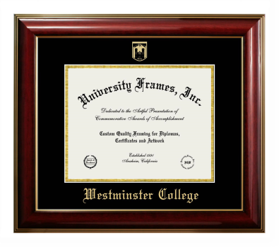Westminster College (Salt Lake City) Diploma Frame in Classic Mahogany with Gold Trim with Black & Gold Mats for DOCUMENT: 8 1/2"H X 11"W  