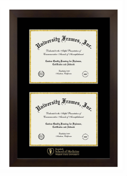 Wright State University Boonshoft School of Medicine Double Degree (Stacked) Frame in Manhattan Espresso with Black & Gold Mats for document: 8 1/2"h x 11"w  , document: 8 1/2"h x 11"w  