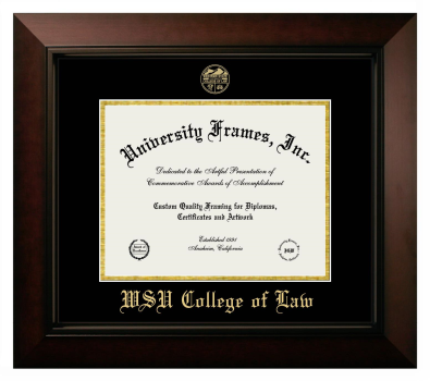 WSU College of Law Diploma Frame in Legacy Black Cherry with Black & Gold Mats for DOCUMENT: 8 1/2"H X 11"W  