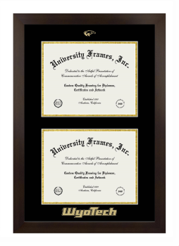 Wyotech Double Degree (Stacked) Frame in Manhattan Espresso with Black & Gold Mats for DOCUMENT: 8 1/2"H X 11"W  , DOCUMENT: 8 1/2"H X 11"W  