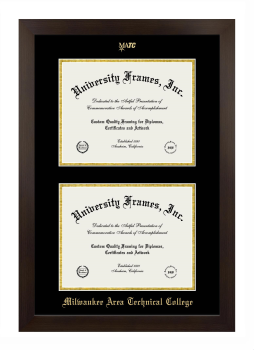 Milwaukee Area Technical College-Milwaukee Double Degree (Stacked) Frame in Manhattan Espresso with Black & Gold Mats for document: 8 1/2"h x 11"w  , document: 8 1/2"h x 11"w  