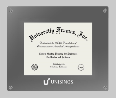 Unisinos Lucent Clear-over-Smoke Frame in Lucent Smoke Moulding with Lucent Smoke Mat for document: 8 1/2"h x 11"w  
