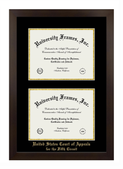 United States Court of Appeals for the Fifth Circuit Double Degree (Stacked) Frame in Manhattan Espresso with Black & Gold Mats for document: 8 1/2"h x 11"w  , document: 8 1/2"h x 11"w  