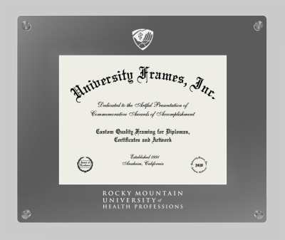 Rocky Mountain University of Health Professions Lucent Clear-over-Smoke Frame in Lucent Smoke Moulding with Lucent Smoke Mat for DOCUMENT: 8 1/2"H X 11"W  