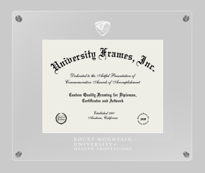 Rocky Mountain University of Health Professions Lucent Clear-over-Clear Frame in Lucent Clear Moulding with Lucent Clear Mat for DOCUMENT: 8 1/2"H X 11"W  