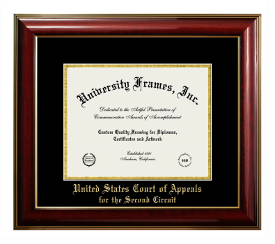 United States Court of Appeals for the Second Circuit Diploma Frame in Classic Mahogany with Gold Trim with Black & Gold Mats for DOCUMENT: 8 1/2"H X 11"W  