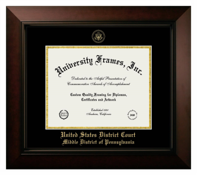 United States District Court  Middle District of Pennsylvania Diploma Frame in Legacy Black Cherry with Black & Gold Mats for DOCUMENT: 8 1/2"H X 11"W  