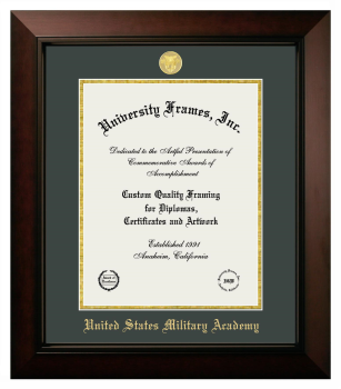 United States Military Academy (West Point) Diploma Frame in Legacy Black Cherry with Forest Green & Gold Mats for document: 14"h x 11"w  