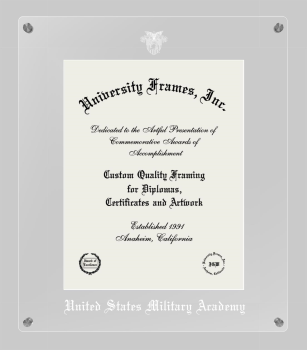 United States Military Academy (West Point) Lucent Clear-over-Clear Frame in Lucent Clear Moulding with Lucent Clear Mat for document: 14"h x 11"w  
