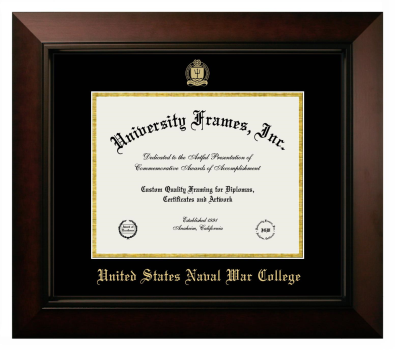 United States Naval War College Diploma Frame in Legacy Black Cherry with Black & Gold Mats for DOCUMENT: 8 1/2"H X 11"W  