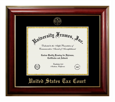 United States Tax Court Diploma Frame in Classic Mahogany with Gold Trim with Black & Gold Mats for document: 8 1/2"h x 11"w  
