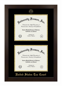 United States Tax Court Double Degree (Stacked) Frame in Manhattan Espresso with Black & Gold Mats for document: 8 1/2"h x 11"w  , document: 8 1/2"h x 11"w  