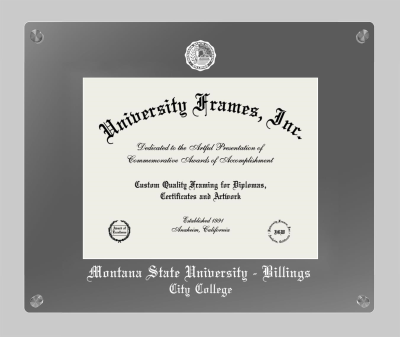 Montana State University - Billings City College Lucent Clear-over-Smoke Frame in Lucent Smoke Moulding with Lucent Smoke Mat for document: 8 1/2"h x 11"w  