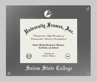 Salem State College Lucent Clear-over-Smoke Frame in Lucent Smoke Moulding with Lucent Smoke Mat for document: 8 1/2"h x 11"w  