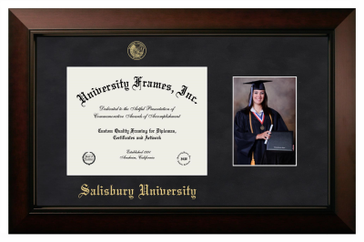 Salisbury University Diploma with 5 x 7 Portrait Frame in Legacy Black Cherry with Black Mat for DOCUMENT: 8 1/2"H X 11"W  