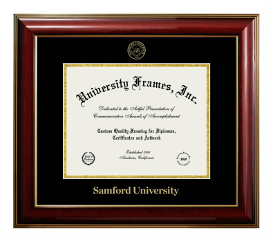 Samford University Diploma Frame in Classic Mahogany with Gold Trim with Black & Gold Mats for DOCUMENT: 8 1/2"H X 11"W  