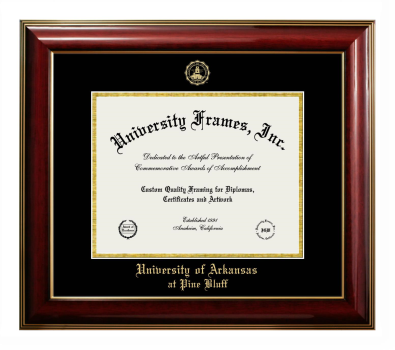 University of Arkansas at Pine Bluff Diploma Frame in Classic Mahogany with Gold Trim with Black & Gold Mats for document: 8 1/2"h x 11"w  