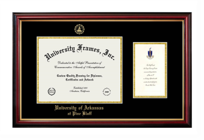 University of Arkansas at Pine Bluff Diploma with Announcement Frame in Petite Mahogany with Gold Trim with Black & Gold Mats for document: 8 1/2"h x 11"w  , diploma: 7"h x 4"w  