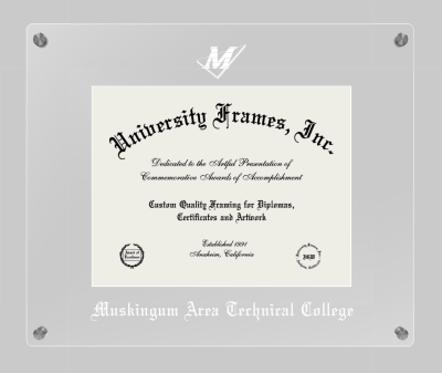 Muskingum Area Technical College Lucent Clear-over-Clear Frame in Lucent Clear Moulding with Lucent Clear Mat for document: 8 1/2"h x 11"w  