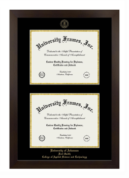 University of Arkansas Fort Smith College of Applied Science and Technology Double Degree (Stacked) Frame in Manhattan Espresso with Black & Gold Mats for document: 8 1/2"h x 11"w  , document: 8 1/2"h x 11"w  