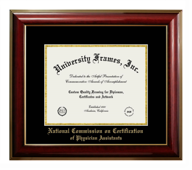 National Commission on Certification of Physician Assistants Diploma Frame in Classic Mahogany with Gold Trim with Black & Gold Mats for DOCUMENT: 8 1/2"H X 11"W  