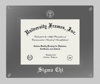 Sigma Chi Lucent Clear-over-Smoke Frame in Lucent Smoke Moulding with Lucent Smoke Mat for document: 8 1/2"h x 11"w  
