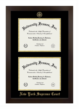 New York Supreme Court Double Degree (Stacked) Frame in Manhattan Espresso with Black & Gold Mats for document: 8 1/2"h x 11"w  , document: 8 1/2"h x 11"w  