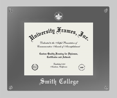 Smith College Lucent Clear-over-Smoke Frame in Lucent Smoke Moulding with Lucent Smoke Mat for document: 8 1/2"h x 11"w  