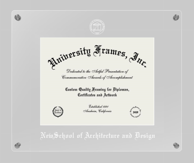 NewSchool of Architecture and Design Lucent Clear-over-Clear Frame in Lucent Clear Moulding with Lucent Clear Mat for document: 8 1/2"h x 11"w  