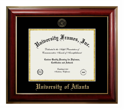 University of Atlanta Diploma Frame in Classic Mahogany with Gold Trim with Black & Gold Mats for document: 8 1/2"h x 11"w  