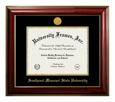 Southeast Missouri State University Diploma Frame in Classic Mahogany with Gold Trim with Black & Gold Mats for document: 8 1/2"h x 11"w  