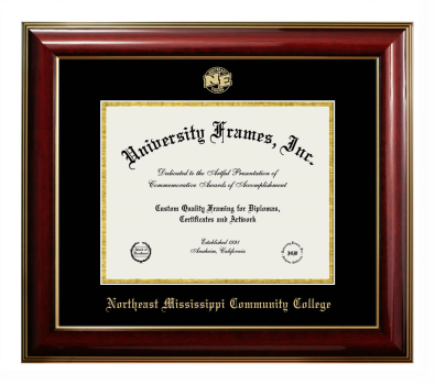 Northeast Mississippi Community College Diploma Frame in Classic Mahogany with Gold Trim with Black & Gold Mats for DOCUMENT: 8 1/2"H X 11"W  