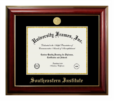 Southeastern Institute Diploma Frame in Classic Mahogany with Gold Trim with Black & Gold Mats for DOCUMENT: 8 1/2"H X 11"W  