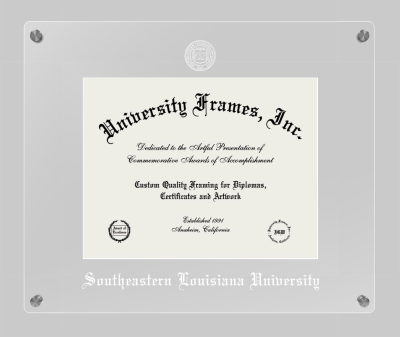 Southeastern Louisiana University Lucent Clear-over-Clear Frame in Lucent Clear Moulding with Lucent Clear Mat for document: 8 1/2"h x 11"w  