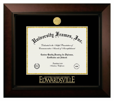 Southern Illinois University Edwardsville Diploma Frame in Legacy Black Cherry with Black & Gold Mats for DOCUMENT: 8 1/2"H X 11"W  