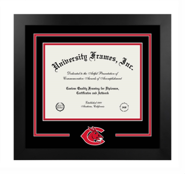 University of Central Missouri Logo Mat Frame in Manhattan Black with Black & Red Mats for DOCUMENT: 8 1/2"H X 11"W  