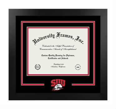 Southern Utah University Logo Mat Frame in Manhattan Black with Black & Red Mats for DOCUMENT: 8 1/2"H X 11"W  