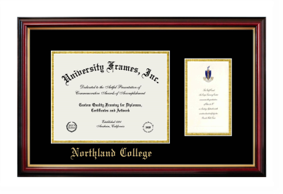 Northland College Diploma with Announcement Frame in Petite Mahogany with Gold Trim with Black & Gold Mats for document: 8 1/2"h x 11"w  , diploma: 7"h x 4"w  