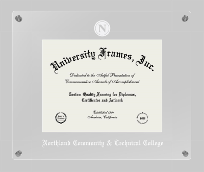 Northland Community & Technical College Lucent Clear-over-Clear Frame in Lucent Clear Moulding with Lucent Clear Mat for document: 8 1/2"h x 11"w  