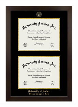 University of Denver Sturm College of Law Double Degree (Stacked) Frame in Manhattan Espresso with Black & Gold Mats for document: 8 1/2"h x 11"w  , document: 8 1/2"h x 11"w  