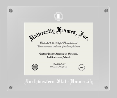 Northwestern State University Lucent Clear-over-Clear Frame in Lucent Clear Moulding with Lucent Clear Mat for document: 8 1/2"h x 11"w  