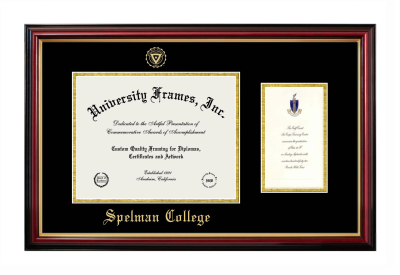 Spelman College Diploma with Announcement Frame in Petite Mahogany with Gold Trim with Black & Gold Mats for document: 8 1/2"h x 11"w  , diploma: 7"h x 4"w  