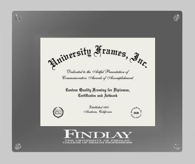 University of Findlay College of Health Professions Lucent Clear-over-Smoke Frame in Lucent Smoke Moulding with Lucent Smoke Mat for document: 8 1/2"h x 11"w  
