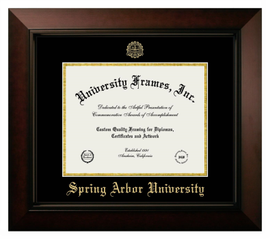 Spring Arbor University Diploma Frame in Legacy Black Cherry with Black & Gold Mats for DOCUMENT: 8 1/2"H X 11"W  