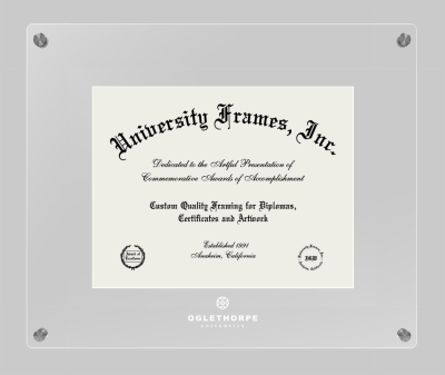 Oglethorpe University Lucent Clear-over-Clear Frame in Lucent Clear Moulding with Lucent Clear Mat for document: 8 1/2"h x 11"w  
