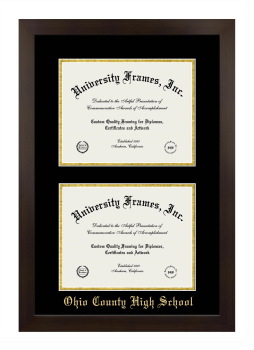 Ohio County High School Double Degree (Stacked) Frame in Manhattan Espresso with Black & Gold Mats for document: 8 1/2"h x 11"w  , document: 8 1/2"h x 11"w  