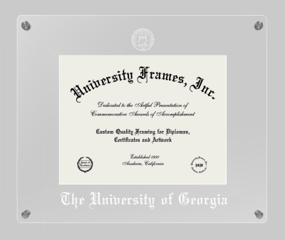 The University of Georgia Lucent Clear-over-Clear Frame in Lucent Clear Moulding with Lucent Clear Mat for DOCUMENT: 8 1/2"H X 11"W  