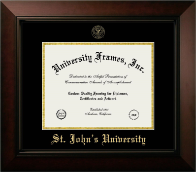 St. John's University (New York) Diploma Frame in Legacy Black Cherry with Black & Gold Mats for document: 8 1/2"h x 11"w  