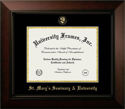 St. Mary’s Seminary & University Diploma Frame in Legacy Black Cherry with Black & Gold Mats for DOCUMENT: 8 1/2"H X 11"W  